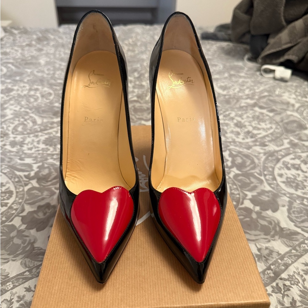 Christian Louboutin Black Heels with Red Heart